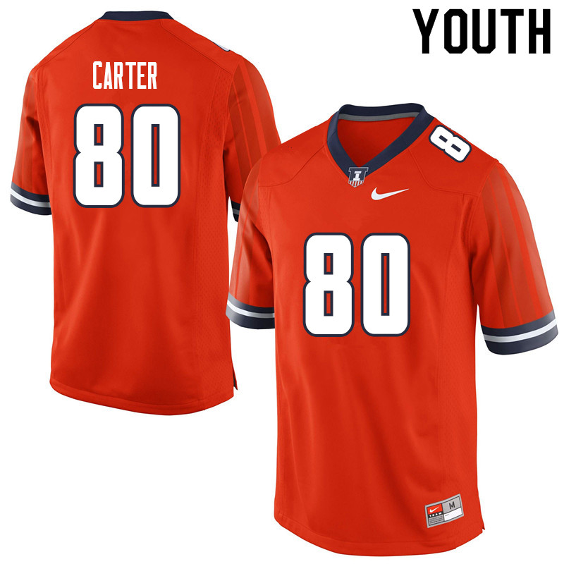 Youth #80 Edwin Carter Illinois Fighting Illini College Football Jerseys Sale-Orange